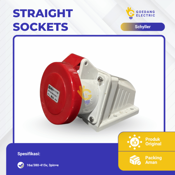 Straight sockets, 16a/380-415v, 3pin+e
